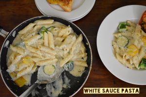 White sauce pasta with vegetables